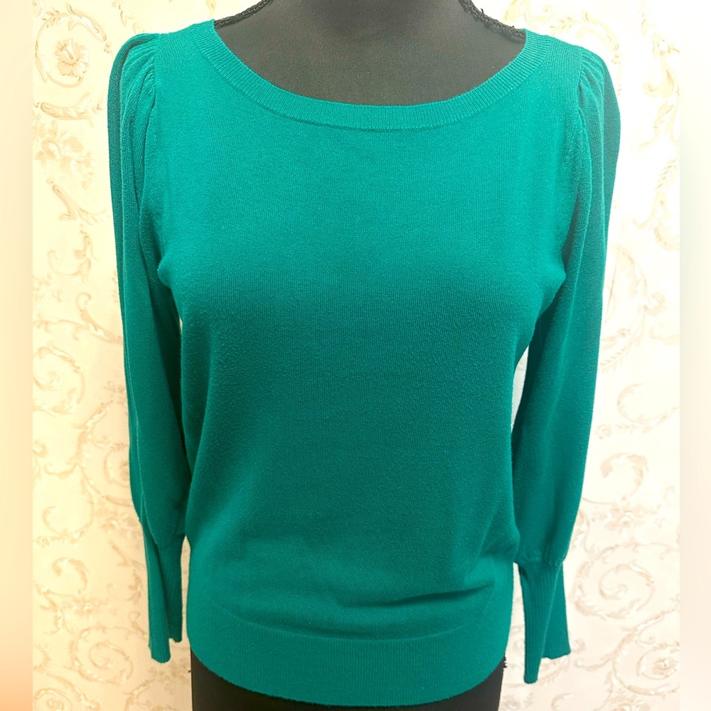 Ann Taylor Green puffed sleeve top. Size S